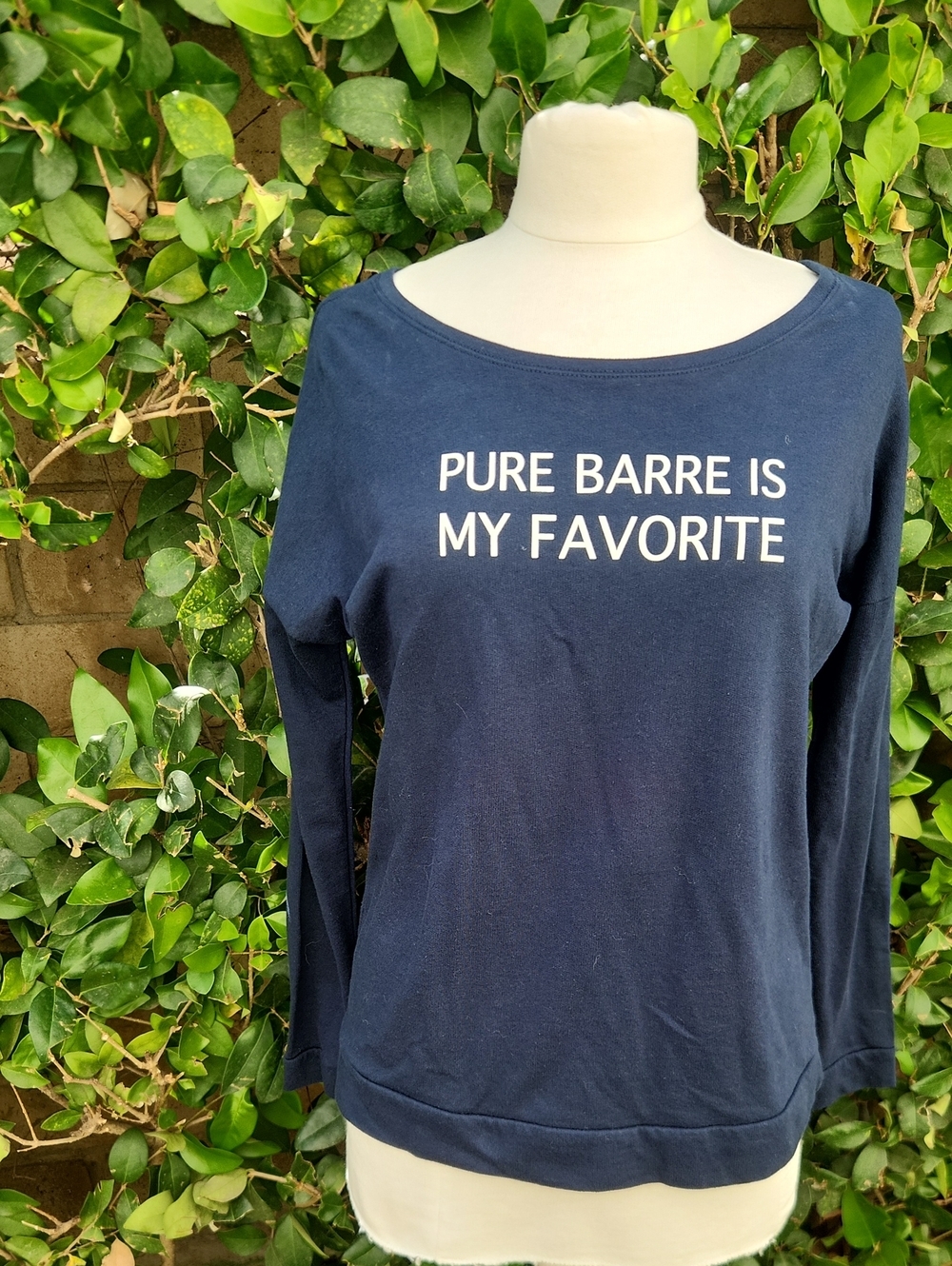 Pure Barre Is My Favorite Long Sleeve Top Navy Blue Graphic Tee Large L